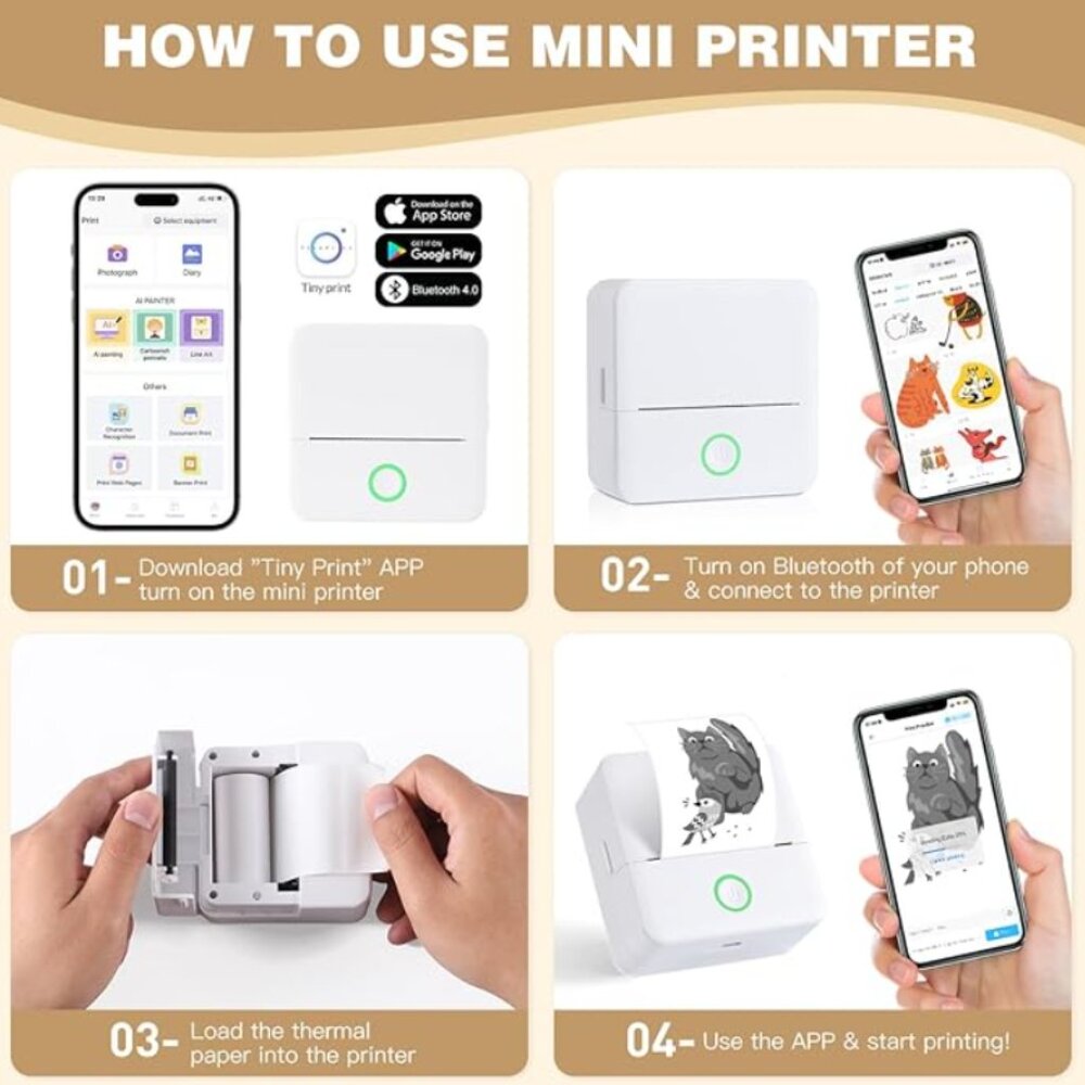Print Pods Mini Printer, Thermal Inkless Sticker Maker - Picture 4 of 4